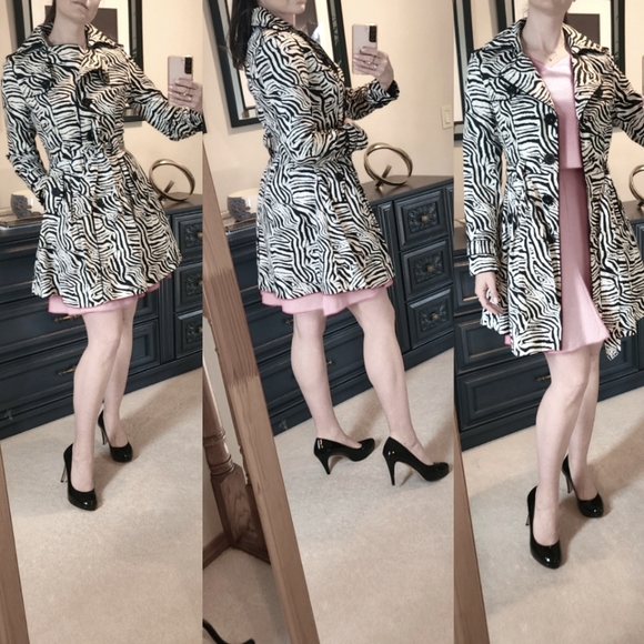 Zebra print trench coat size 36/S - Picture 3 of 17